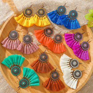 Bohemian Tassel <b>Drop</b> Earrings Alloy Antique <b>Bronze</b> Plated Women's Party Fashion Dangle Earrings - Product Image 1