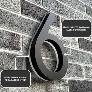 Custom <strong>LED</strong> Light 3D Stainless Steel Acrylic Backlit House <strong>Number</strong> Door Sign for Home or Office - Product Image 5