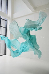 Installation suspendue en <span class=keywords><strong>organza</strong></span> dégradé turquoise, décoration de plafond à effet vague d'eau pour <span class=keywords><strong>mariage</strong></span> et événements - Product Image 6