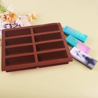 Moule en silicone de qualité alimentaire rectangulaire à 8 cavités pour barres de céréales, chocolat, modèle de découpe de bonbons de Noël pliable Wjt