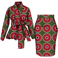 Ensemble haut et jupe pour femmes africaines, ensemble de jupes à manches longues pour femmes, costumes imprimés Ankara, vêtements de fête personnalisés en coton Wy10871