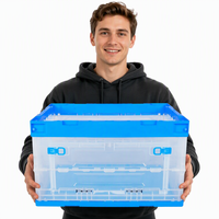 Boîte de rangement pliable en plastique transparente pour la maison, organisateur mural, empilable, pour coffre de voiture, armoire, bac de rangement, direct usine