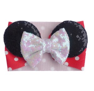 Haute qualité bébé Mickey bandeau Sequin enfants grand arc bandeau extensible pas cher filles infantile fête <span class=keywords><strong>Minnie</strong></span> oreille bandeau pour fille - Product Image 2