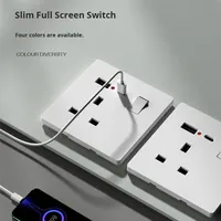SUMMAO Enchufe de Pared Ultrafino con Interruptor, Versión Internacional para Hong Kong, Macao y Reino Unido, 13A, Multifuncional, con Múltiples Orificios