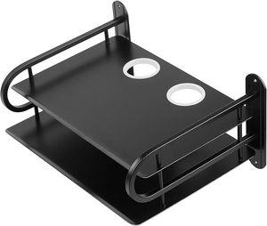 Support mural portable en aluminium à double niveau pour routeur WiFi sans fil, décodeur TV, multiprise et organisateur de câbles - Product Image 1