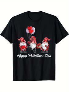 T-Shirt con Gnomo per San Valentino, Cotone, Collo Tondo, Maniche Corte, Unisex, Abbigliamento Promozionale con Design Stampato Digitalmente - Product Image 1