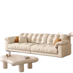Ensemble de canapé nuage de style crème italien tissu modulaire convertible confortable avec coussins en peluche pour villa appartement salon - Product Image 5