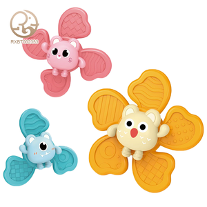 3 pièces de jouets pour bébés en silicone, anneaux de dentition, jouets sensoriels, hochets en plastique, moulin à vent, jouets de <span class=keywords><strong>bain</strong></span> rotatifs à ventouse - Product Image 1