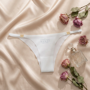 Wholesale Women's White <b>Seamless</b> <b>Thong</b> Panty Soft Breathable Solid Low Rise Panties Quick Dry Ultra-thin Underwear OEM ODM - Product Image 2