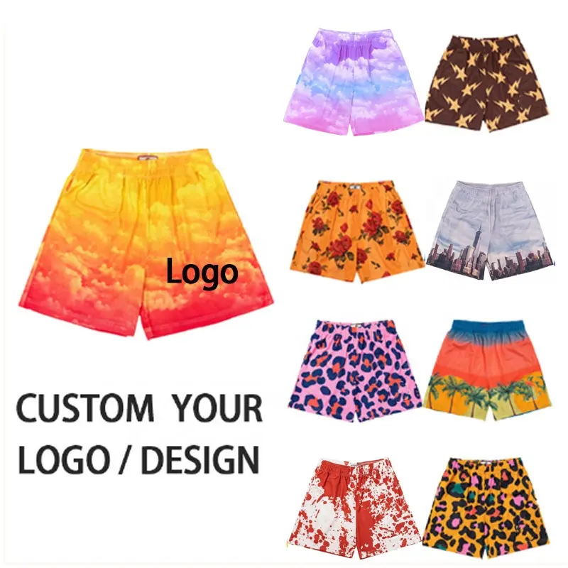 Custom Logo OEM Workout Polyester 5 Inch Inseam Anime Fitness Sweat Unisex Sport Basketball Mens Gym Mesh Shorts With Pocket