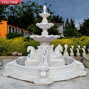 Fuente de Pegaso de Mármol Tallada a Mano YOUFINE, Fuente de Agua Clásica de Tres Niveles para Jardín con Esculturas de Caballos Alados - Product Image 6