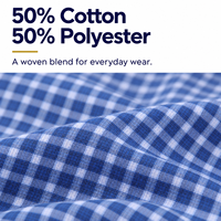 Chemises à carreaux pour hommes, manches longues, 50% coton, 50% polyester, boutonnées, style business décontracté, pour le bureau, vente en gros, marque privée, taille US