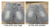 Shorts Jorts Homme Vintage Chaud d'Été, Jeans Baggy de Haute Qualité Coupe Ample, Shorts en Jean Foncé avec Poche pour Homme