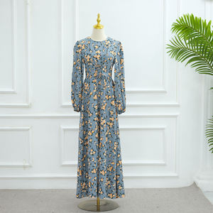 Nuova <span class=keywords><strong>Serie</strong></span> di Abaya Elegante da Donna con Cintura Regolabile e Motivi Floreali, Abito Musulmano Femminile - Product Image 5