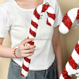 เครื่องประดับตกแต่งต้นคริสต์มาสแบบลูกกวาด ขนาด 15-90 ซม. บรรจุภัณฑ์สำหรับใช้ในบ้าน สีแดงขาว ทำจากพลาสติก ทาสี รูปทรงไม้เท้า สำหรับถ่ายทำวิดีโอ ถ่ายภาพ - Product Image 5