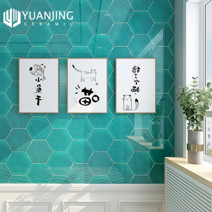 Carreaux muraux hexagonaux en porcelaine simple effet glacé brillant nordique 200x230mm, faits à la main, pour cuisine, salle de bain et <span class=keywords><strong>toilettes</strong></span> - Product Image 5