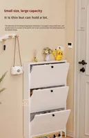 Meuble à chaussures moderne rotatif pour entrée, en métal ultra-fin, miroir mural assemblé pour organiser les chaussures dans le salon