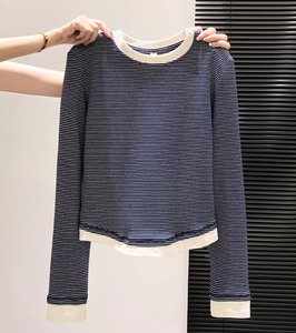 G111 AL4290-65.99-LLBB-Camiseta polo <span class=keywords><strong>de</strong></span> manga larga para <span class=keywords><strong>mujer</strong></span>, versión coreana, top holgado y versátil para uso informal <span class=keywords><strong>de</strong></span> primavera - Product Image 1