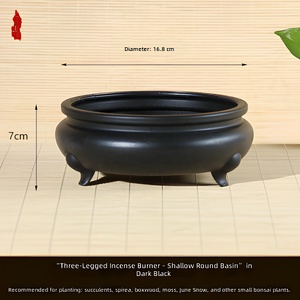 Maceta de Resina Plástica para el Hogar, Diseño de Quemador de Incienso de Estilo Chino en Forma de Tambor <span class=keywords><strong>con</strong></span> Tres Patas, para Plantas Suculentas - Product Image 4