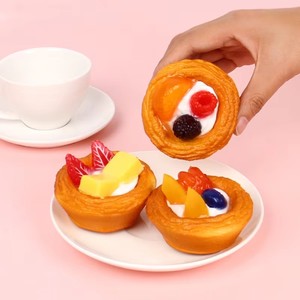 Modèle de tarte aux œufs artificielle en PVC, fausse pâtisserie de simulation pour vitrine de boulangerie, décoration de cuisine à domicile, accessoires de photographie - Product Image 3
