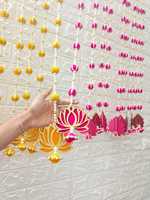 Dinding teratai gantung Ganesh Ji dekorasi kuil Rakshbandhan dekorasi pesta Navratri bunga dekorasi karangan bunga panggung pernikahan latar belakang