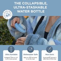 Bouteille d'eau pliable en silicone de qualité alimentaire, portable pour l'extérieur, vente en gros d'usine, idéale pour le fitness, les voyages et le camping