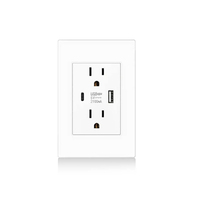 Prise murale standard américaine avec port de charge USB type-c 5V 2.1A, 118mm * 75mm prise murale de panneau de PC ignifuge