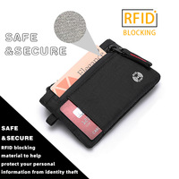 Dompet Kartu Mini Anti RFID Bahan Nylon Rip Stop dengan Ritsleting, 2 Ukuran, Dompet Koin dan Kartu Portabel untuk Perjalanan dengan Pengait Karabiner