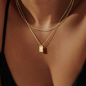 Collana iniziale per le donne, 14K placcato in oro reale a strati lettera ciondolo collana Set di maiuscolo elegante monogramma girocollo alla moda - Product Image 2