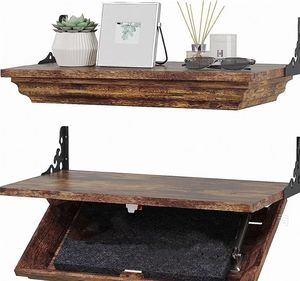 Estante de ocultación secreto flotante de madera maciza de alta calidad, caja de armario oculta segura, estante de cajón oculto montado en la pared - Product Image 1