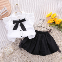 Günstige 1 2 3 4 Jahre alt Rts Kinder Outfits Bögen Schuluniformen Großhandel Kleine Kleinkind Mädchen Kleidung Sets für Baby Mädchen Kleidung