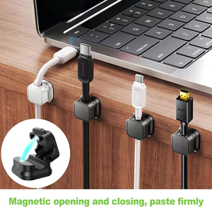 Organisateur de câbles magnétique à un seul niveau pour la charge de téléphone et le stockage de données, crochet mural en plastique pour bureau, boucle pour usage domestique - Product Image 5