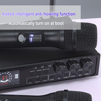 Système de microphone sans fil dynamique cardioïde en métal Green Audio avec suppression du bruit, effets de réverbération et égaliseur FM UHF pour karaoké
