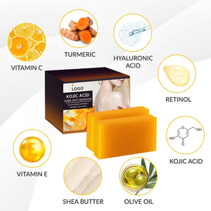 2-Pack Natural Kojic Acid Turmeric Infused <strong>Hyperpigmentation</strong> Correction <strong>Soap</strong> Bars Glutathione Collagen Vitamin C for Skin - Product Image 2