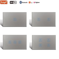Interrupteur mural intelligent double pôle 4 gangs LAPU 10A, étanche, avec panneau en verre, contrôle tactile, compatible APP Smart Life, norme américaine