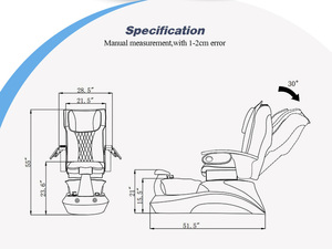 Fauteuil de pédicure et de manucure Kangmei de luxe moderne avec spa à jets sans tuyauterie, <span class=keywords><strong>noir</strong></span>, pour salon de beauté, avec plomberie intégrée - Product Image 2