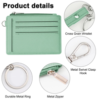 Dompet Kartu Kredit Pendek Tipis Wanita Model Gelang, Bahan Kulit Sintetis Anti RFID, Ritsleting, Lapisan Nilon