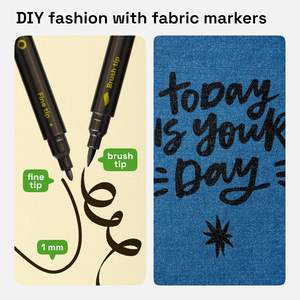 <span class=keywords><strong>Noir</strong></span> double pointe tissu marqueurs Permanent lavable Non toxique tissu stylo ensemble pour vêtements chaussures sacs toile <span class=keywords><strong>Textile</strong></span> couture artisanat - Product Image 2