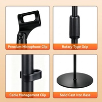 Support de microphone professionnel de haute qualité en gros - Matériel métal + ABS, couleur noire, hauteur 110-160 cm, flexible et durable