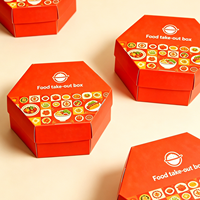 Boîte hexagonale pliable aseptique en papier kraft recyclable, fabriquée sur mesure en usine, avec une forme unique, grande capacité pour l'emballage à emporter