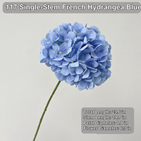 Bunga Hydrangea Prancis Buatan, Tangkai Tunggal, Bentuk Bulat, Tampilan Sutra, untuk Dekorasi Vas Pernikahan (Grosir)