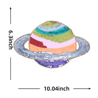 Patch brodé planète arc-en-ciel à paillettes, directement de l'usine |   Applique de lettres scintillantes à thermocoller pour vêtements et accessoires