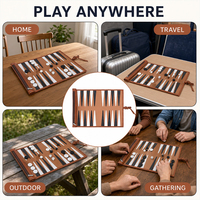Luxuriöses PU-Leder Backgammon-Set Aufrollbares Tragbares Reise-Faltbares Strategie-Brettspiel Mit Aufbewahrungstasche Personalisiert