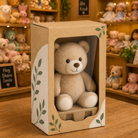 Boîte d'emballage personnalisée pour poupée en peluche avec fenêtre transparente, boîte cadeau en papier pour jouet