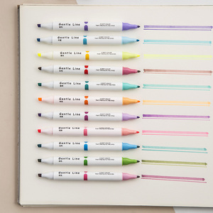 Lot de 12 stylos surligneurs <span class=keywords><strong>pastel</strong></span> à double tête colorés de forme ovale sans saignement, marqueurs de dessin, stylos fluorescents, fournitures scolaires - Product Image 4