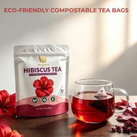 Sachets de thé Hibiscus Marque Blanche 30 Sachets Pyramidaux Fleur de Roselle Séchée Biologique Tisane Sans Caféine Vente en Gros