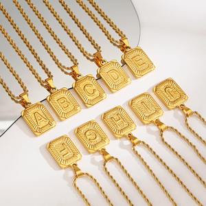Collier en acier inoxydable plaqué or 18 ct étanche A-Z 26 lettres Initial pour femmes filles pendentif tour de cou fournisseur de bijoux - Product Image 1