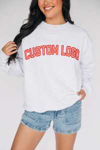 Fashion Ladies <b>Mock</b> <b>Neck</b> Sweatshirt Custom Plaid Letter Applique Loose Fit Long Sleeve Pullover Casual Fleece <b>Top</b> - Product Image 4