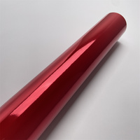 Film de protection de voiture en vinyle rouge chromé flexible pour le style automobile, sans bulles, 1,52*18m
