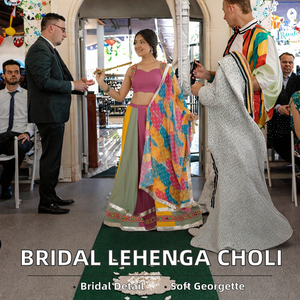 Lehenga Choli de Verano Indio para Mujer, Traje de Novia con Bordado Intenso, Georgette Sintética de Secado Rápido, Diseño de Fiesta, Precio al por Mayor - Product Image 2